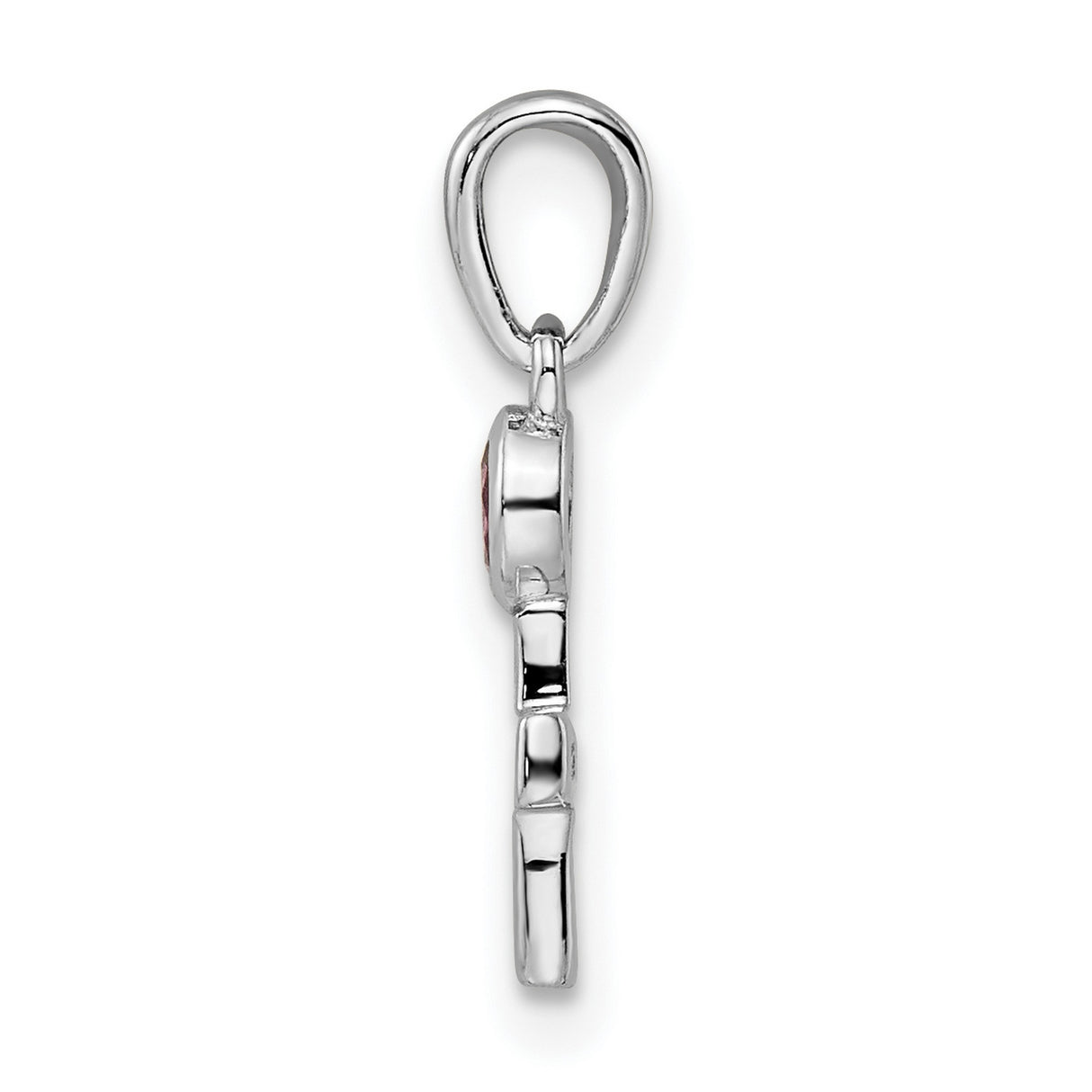 Polished Rhodolite Garnet Cross Charm Pendant in Real 925 Sterling Silver