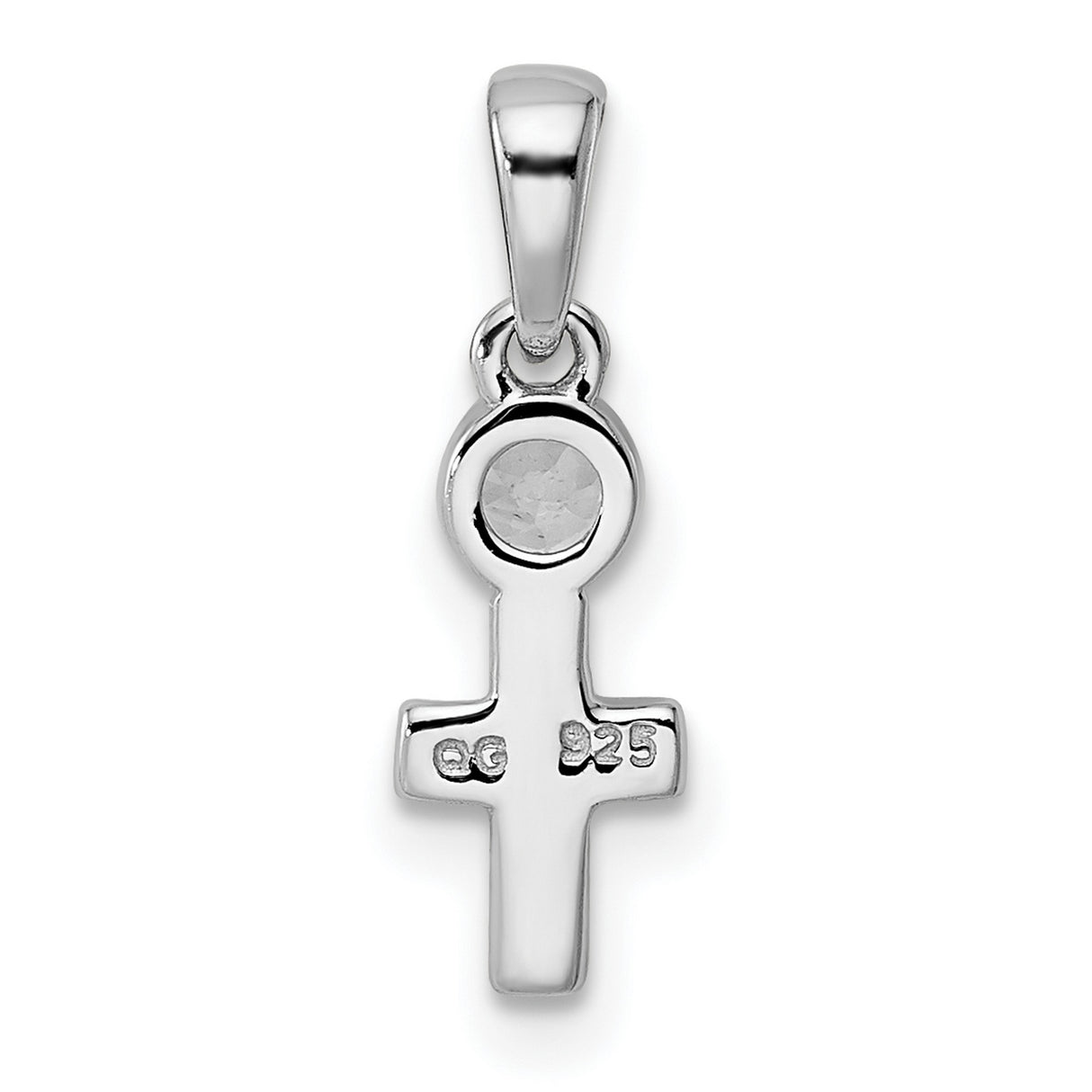 Sterling Silver Cross Pendant with Aquamarine, Modern Spiritual Design for Men and Women