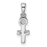 Sterling Silver Cross Pendant with Aquamarine, Modern Spiritual Design for Men and Women