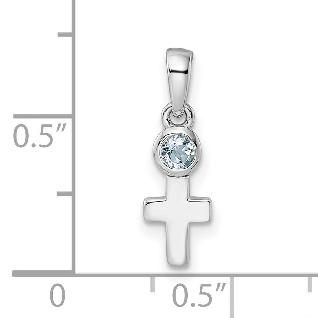 Sterling Silver Cross Pendant with Aquamarine, Modern Spiritual Design for Men and Women