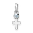 Sterling Silver Cross Pendant with Aquamarine, Modern Spiritual Design for Men and Women