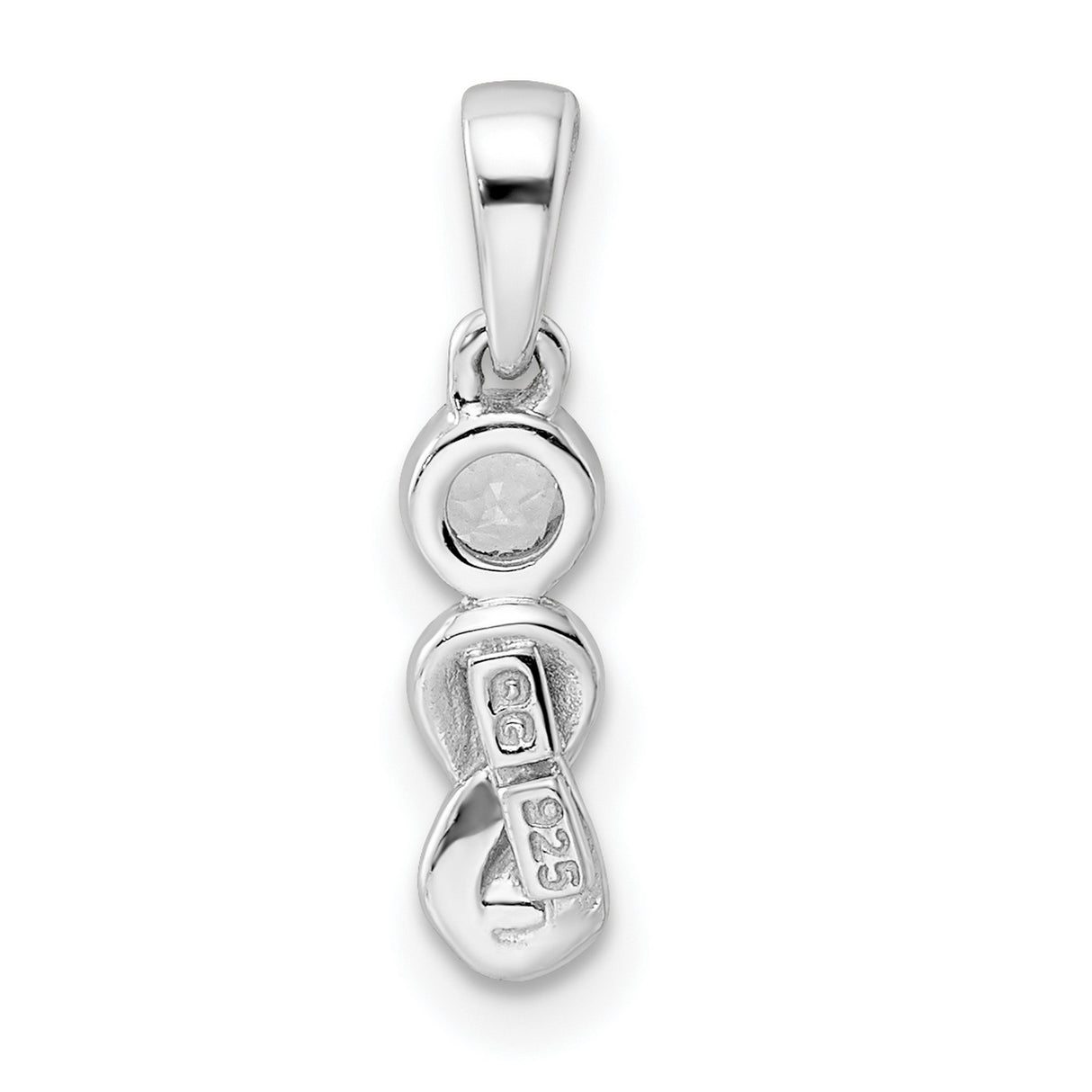 White Topaz Infinity Birthstone Charm Pendant in Real 925 Sterling Silver