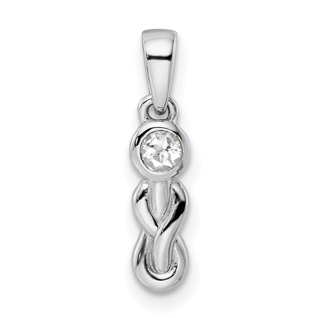 White Topaz Infinity Birthstone Charm Pendant in Real 925 Sterling Silver
