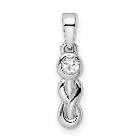 White Topaz Infinity Birthstone Charm Pendant in Real 925 Sterling Silver