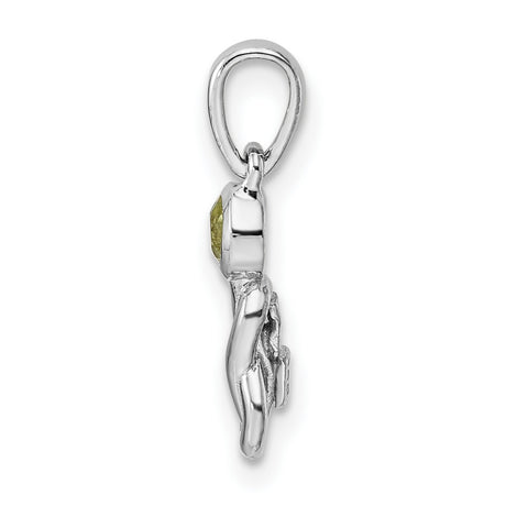 Polished Peridot Infinity Birthstone Charm Pendant in Real 925 Sterling Silver