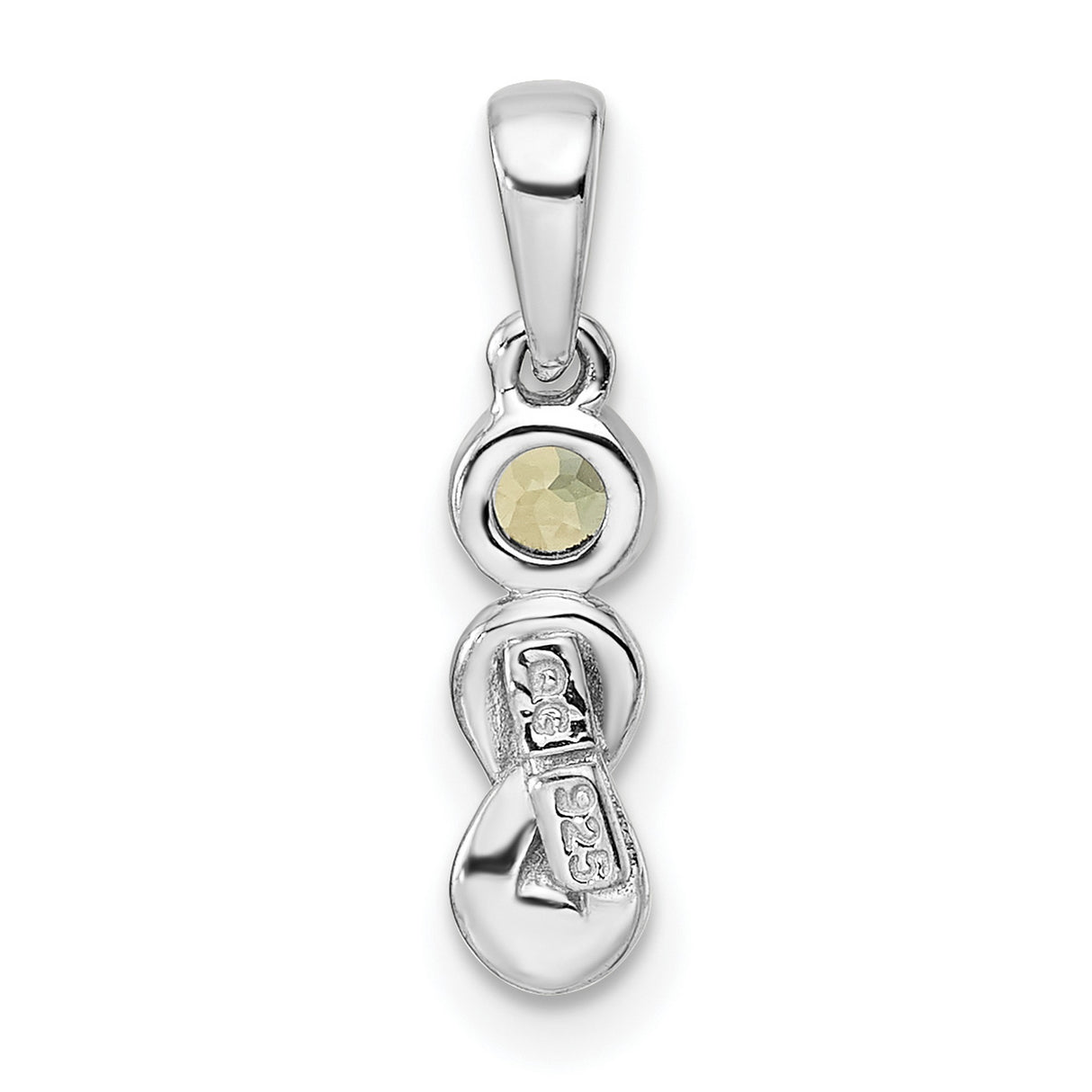 Polished Peridot Infinity Birthstone Charm Pendant in Real 925 Sterling Silver