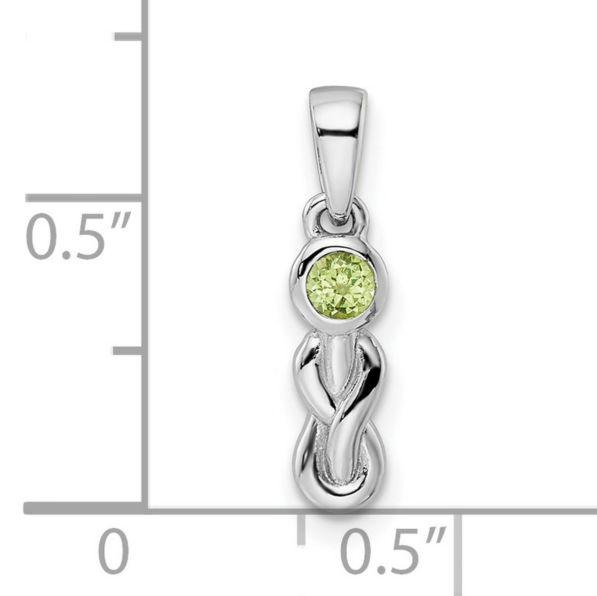 Polished Peridot Infinity Birthstone Charm Pendant in Real 925 Sterling Silver