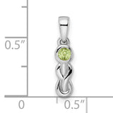 Polished Peridot Infinity Birthstone Charm Pendant in Real 925 Sterling Silver