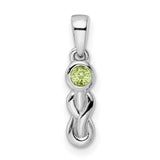 Polished Peridot Infinity Birthstone Charm Pendant in Real 925 Sterling Silver