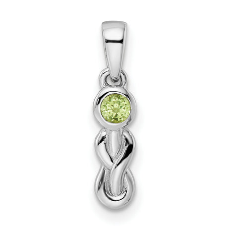 Polished Peridot Infinity Birthstone Charm Pendant in Real 925 Sterling Silver