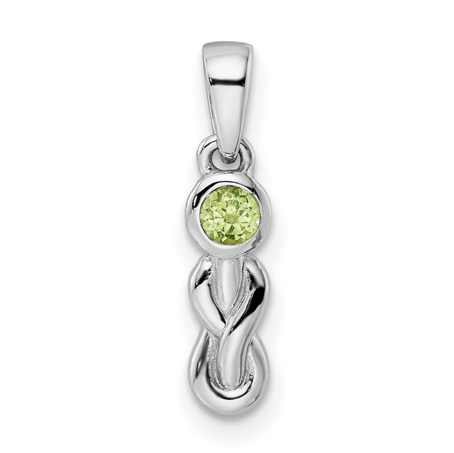 Polished Peridot Infinity Birthstone Charm Pendant in Real 925 Sterling Silver