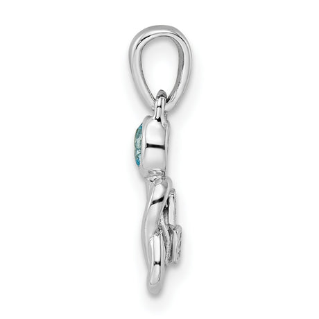 Sterling Silver Infinity Pendant with Swiss Blue Topaz, Twisted Eternity Symbol Design for Women