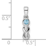 Sterling Silver Infinity Pendant with Swiss Blue Topaz, Twisted Eternity Symbol Design for Women