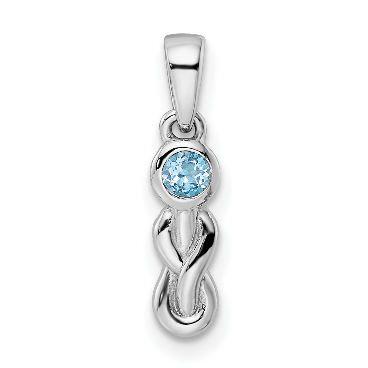 Sterling Silver Infinity Pendant with Swiss Blue Topaz, Twisted Eternity Symbol Design for Women