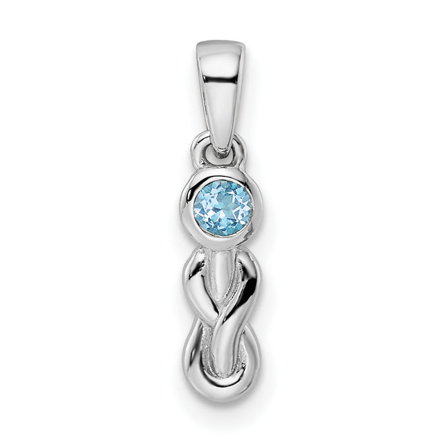 Sterling Silver Infinity Pendant with Swiss Blue Topaz, Twisted Eternity Symbol Design for Women