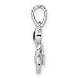 Sterling Silver Goddess Pendant with Garnet, Abstract Feminine Figure, Pagan Spiritual Jewelry