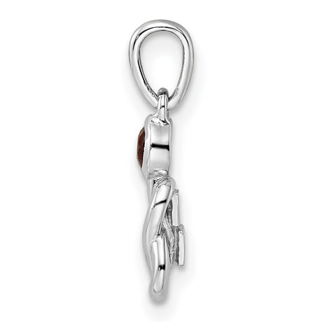 Sterling Silver Goddess Pendant with Garnet, Abstract Feminine Figure, Pagan Spiritual Jewelry