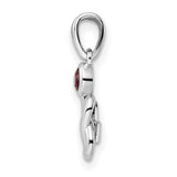 Sterling Silver Pendant with Rhodolite Garnet, Twist Design, Feminine and Romantic Style