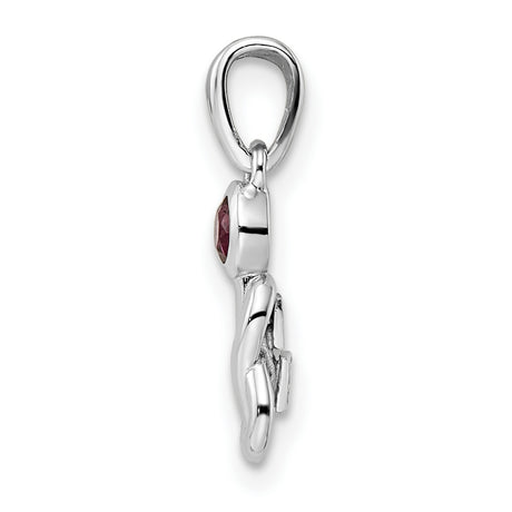 Sterling Silver Pendant with Rhodolite Garnet, Twist Design, Feminine and Romantic Style