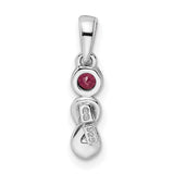 Sterling Silver Pendant with Rhodolite Garnet, Twist Design, Feminine and Romantic Style