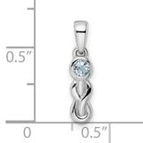 Sterling Silver Infinity Pendant with Aquamarine and Twisting Knot Design