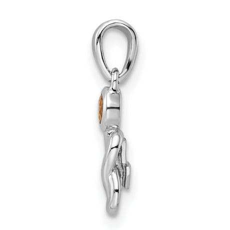 Polished Citrine Infinity Birthstone Charm Pendant in Real 925 Sterling Silver