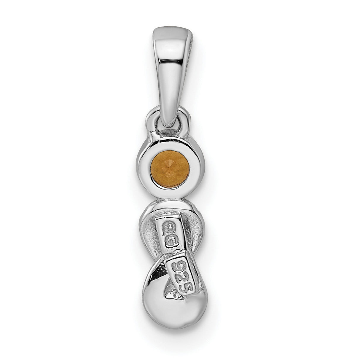 Polished Citrine Infinity Birthstone Charm Pendant in Real 925 Sterling Silver