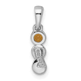 Polished Citrine Infinity Birthstone Charm Pendant in Real 925 Sterling Silver