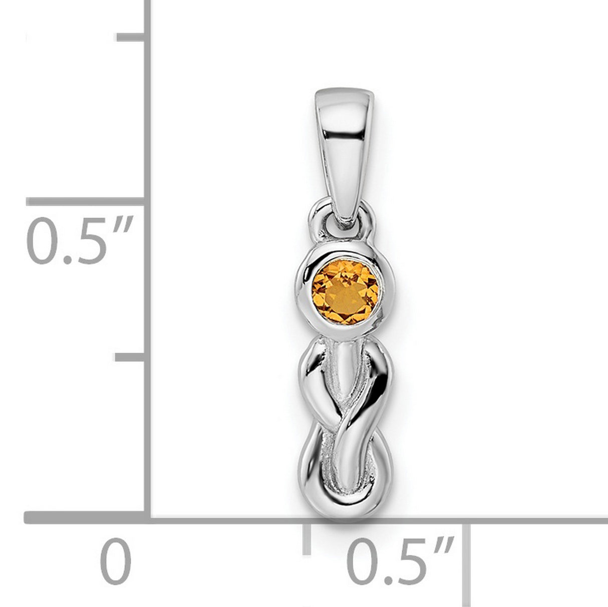 Polished Citrine Infinity Birthstone Charm Pendant in Real 925 Sterling Silver