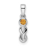 Polished Citrine Infinity Birthstone Charm Pendant in Real 925 Sterling Silver