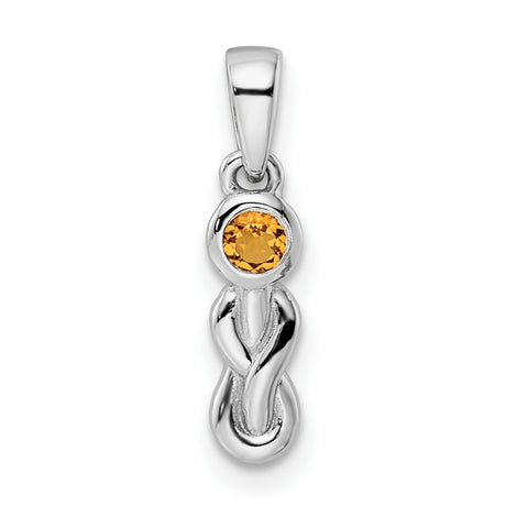 Polished Citrine Infinity Birthstone Charm Pendant in Real 925 Sterling Silver
