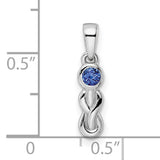Created Sapphire Infinity Birthstone Charm Pendant in Real 925 Sterling Silver
