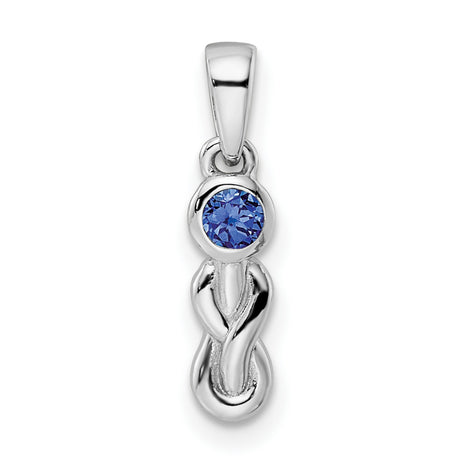 Created Sapphire Infinity Birthstone Charm Pendant in Real 925 Sterling Silver