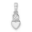 Sterling Silver Heart Pendant with White Topaz, Polished Love Symbol Jewelry for Women