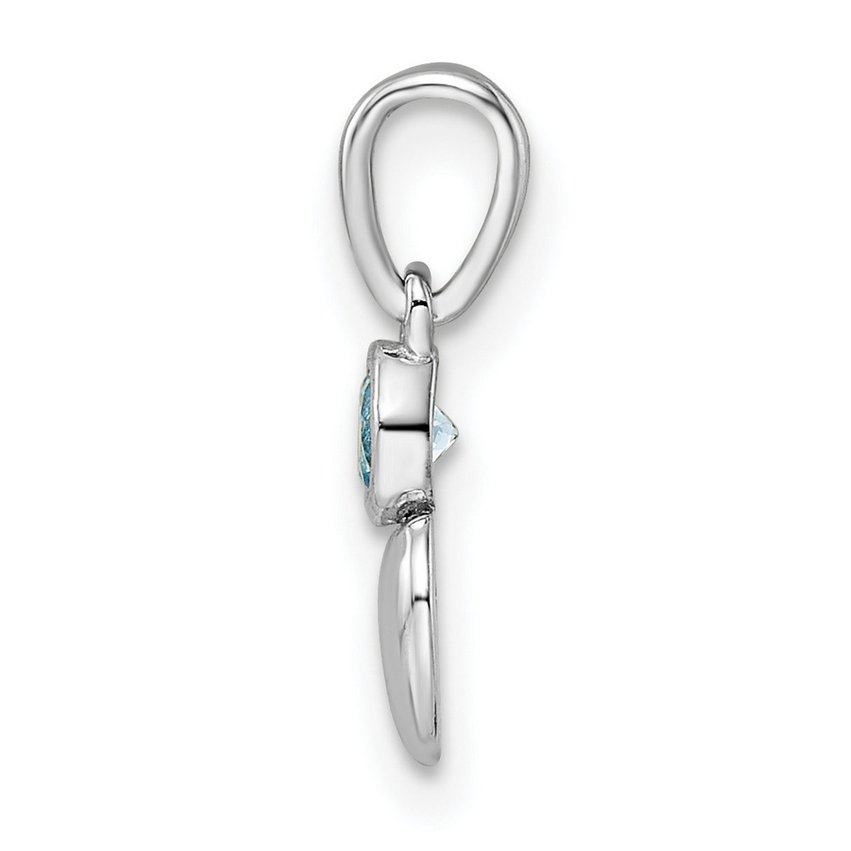 Sterling Silver Heart Pendant with Sky Blue Topaz, Polished Minimalist Jewelry for Women
