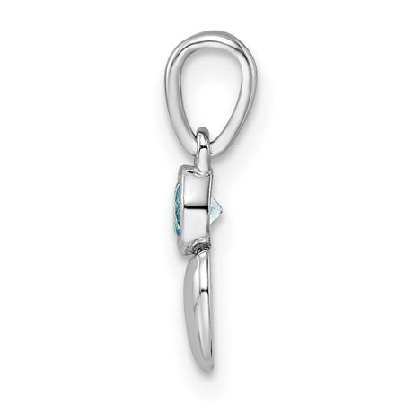 Sterling Silver Heart Pendant with Sky Blue Topaz, Polished Minimalist Jewelry for Women
