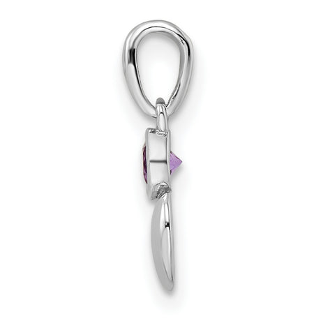 Sterling Silver Heart Pendant with Amethyst Gemstone, Romantic and Minimalist Design