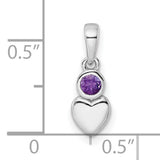 Sterling Silver Heart Pendant with Amethyst Gemstone, Romantic and Minimalist Design