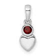 Sterling Silver Heart Pendant with Garnet Accent, Romantic Love Jewelry for Women