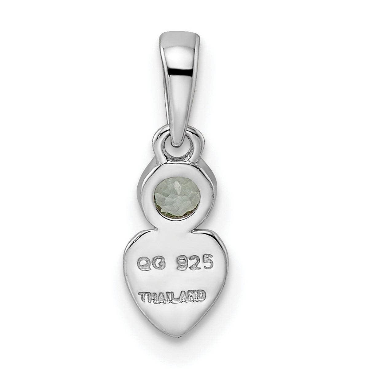 Sterling Silver Heart Pendant with Aquamarine Accent, Romantic Symbolic Charm for Women
