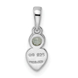 Sterling Silver Heart Pendant with Aquamarine Accent, Romantic Symbolic Charm for Women