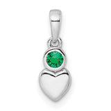 Sterling Silver Heart Pendant with Lab Created Emerald, Romantic May Birthstone Jewelry