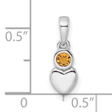 Sterling Silver Heart Pendant with Citrine Gemstone, Romantic Keepsake Jewelry for Women