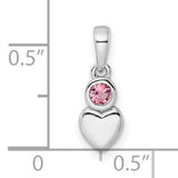 Sterling Silver Heart Pendant with Pink Tourmaline, Romantic Birthstone Jewelry for Women