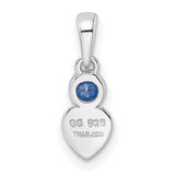 Lab Created Sapphire Heart Charm Pendant in Real 925 Sterling Silver