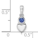 Lab Created Sapphire Heart Charm Pendant in Real 925 Sterling Silver