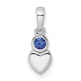 Lab Created Sapphire Heart Charm Pendant in Real 925 Sterling Silver
