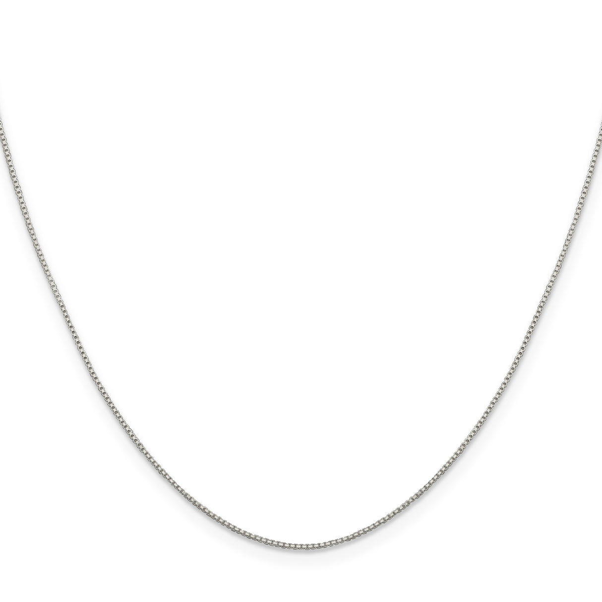 925 White Gold 0.8 mm Box Chain Necklace, Polished