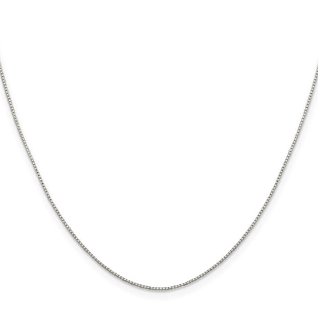 925 White Gold 0.8 mm Box Chain Necklace, Polished