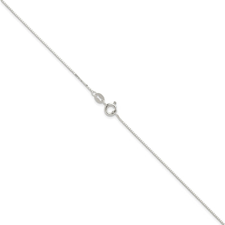 925 White Gold 0.8 mm Box Chain Necklace, Polished alternate angle